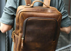 Vintage Leather Mens Backpacks Travel Backpack Laptop Backpack for men