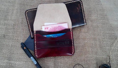 Handmade Leather Mens Slim Small Wallet Leather Card Wallets for Men