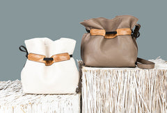 Handmade Genuine Leather Shopper Bag Bucket Bag Shoulder Bag Purse For Women - EverHandmade