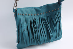 Vintage WOMENs LEATHER Tassels Shoulder Bag Handmade Crossbody Purse With tassels