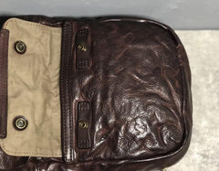 Genuine Leather Mens Cool Chest Bag Sling Bag Coffee Crossbody Pack Sling Pack for men