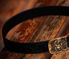 Handmade Cool Black Leather Mens Belts Custom Leather Men Belt for Men