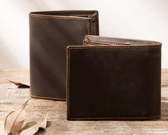 Cool Leather Vintage Mens Slim Small Wallets Zipper billfold Wallets for Men
