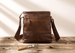 Cool Small Leather Coffee Mens Messenger Bags Shoulder Bags for Men