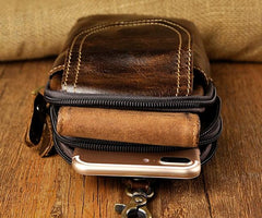 Small Mens Leather Belt Pouch Holsters Belt Cases Cell Phone Waist Pouch for Men