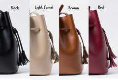 Genuine Leather bucket bag shoulder bag for women leather crossbody bag - EverHandmade