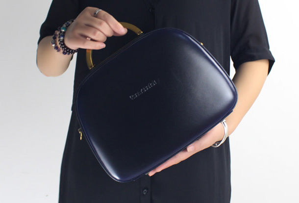 Genuine Leather Round Bag Handbag Purse Shoulder Bag for Women Leather Crossbody Bag - EverHandmade