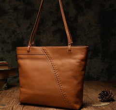 Fashion Handmade Brown Leather Tote Bag Shopper Bag Tote Purse For Women