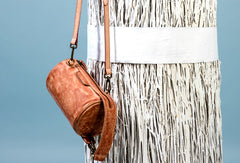 Handmade Leather Handbag Purse Bucket Bag Round Circle Bag Crossbody Bag Shoulder Bag Purse For Women - EverHandmade