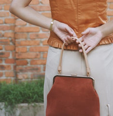 Vintage Leather Womens Frame Handbag Frame Purse Handbag for Women