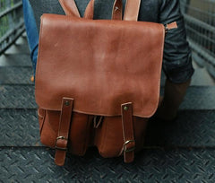 Leather Brown Mens Backpack Cool Travel Backpacks Laptop Backpack for men