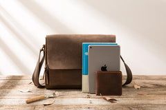 Cool Brown Vintage Leather Mens Messengers Bag Shoulder Bag for Men