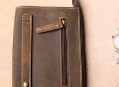 Vintage Leather Mens Zipper Wristlet Wallet Clutch Wallets for Men