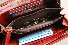 Vintage LEATHER Womens Long Clutch Wallet Zipper Long Wallet FOR Women