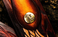 Handmade Cool Brown Leather Tooled Skull Mens Belt Leather Men Belt for Men