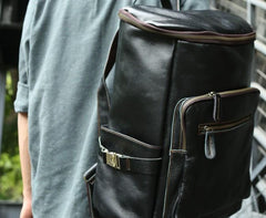 Black Coffee Mens Leather Backpacks Travel Backpacks Laptop Backpack for men