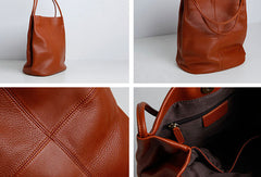 Genuine Leather Bucket Bag Large Tote Bag Shopper Bag Shoulder Bag Purse For Women