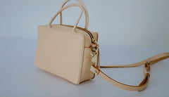 Handmade Leather Beige Womens Small Handbag Shoulder Bag Crossbody Purse for Women