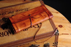Handmade Leather Vintage Mens Long Wallet Cool Long Wallet for Men
