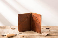 Handmade Leather Mens Small Wallets Bifold Vintage Slim billfold Wallet for Men