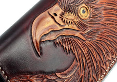 Handmade Leather Eagle Mens Chain Biker Wallet Cool Leather Wallet With Chain Wallets for Men
