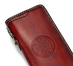 Handmade Leather Mens Chain Biker Wallet Cool Leather Wallet Long Phone Wallets for Men