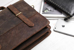 Cool Coffee Leather Mens Briefcase Work Shoulder Bag Laptop Bag Business Bag for Men