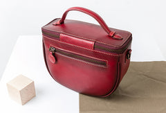 Handmade Genuine Leather Round Handbag Bag Crossbody Bag Shoulder Bag Purse For Women - EverHandmade