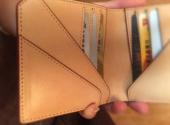 Handmade Leather Mens Cool billfold Leather Wallet Men Slim Wallet Bifold for Men