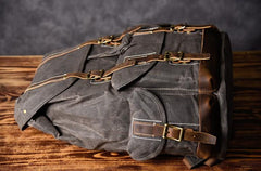 Oil Wax Canvas Mens Cool Backpack Large Canvas Travel Backpack Hiking Backpack for Men