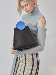 Stylish Leather triangular Black Womens Shoulder Bag Crossbody Bag Purse for Women