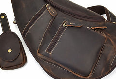 Genuine Leather Cool Chest Bag CrossBody Sling Bag Travel Bag Hiking Bag For Men