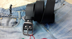 Handmade Black Leather Mens Belt Leather Belt for Men