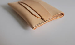 Handmade LEATHER Beige Womens Small Card Wallet Leather Small Coin Change Wallet FOR Women