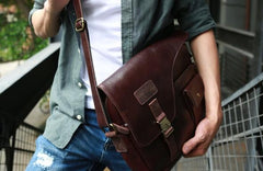 Cool Leather Mens Large Messenger Bags Shoulder Bag for men