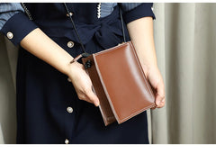 Cute Brown Leather Phone Purse Women Side Bag Box Phone Crossbody Purse For Women