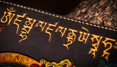 Handmade Leather Tooled Yellow Jambhala Mens Chain Biker Wallet Cool Leather Wallet Zipper Long Wallet for Men