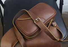 Genuine Black Leather Mens Cool Sling Pack Chest Bag Sling Bag Crossbody Pack for men