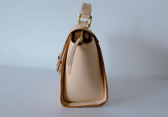 Stylish Leather Beige Womens Handbag Shoulder Bag Crossbody Purse for Women