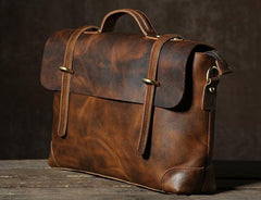 Handmade Leather Mens Cool Messenger Bag Briefcase Work Bag Business Bag Laptop Bag for men