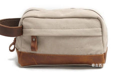 Cool Canvas Leather Mens Zipper Wristlet Bags Vintage Clutch Zipper Bags for Men