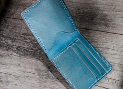 Cool Leather Men Small Wallet Bifold Vintage billfold Wallet for Men