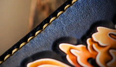 Handmade Leather Men Tooled Acalanatha Cool Leather Wallet Long Phone Clutch Wallets for Men