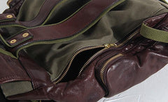 Genuine Leather Mens Cool Backpack Large Coffee Travel Backpack Hiking Backpack for men