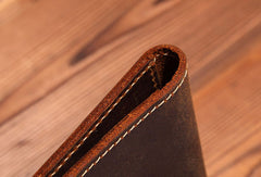 Handmade Genuine Leather Clutch Passport Wallet Bifold Long Wallet Purse Bag For Mens