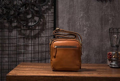 Cool Leather Mens Small Messenger Bag Side Bag Small Shoulder Bag for Men