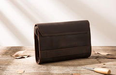 Cool Leather Mens Large Long Zipper Clutch Wallet Long Wallet for Men