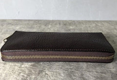 Genuine Leather Mens Cool Long Leather Phone Wallet Zipper Clutch Wallet for Men