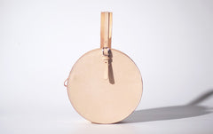 Handmade Womens Beige Leather Circle Handbag Round Purse Crossbody Bag for Women