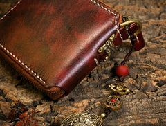 Handmade Leather Mens Chain Biker Wallet Cool Leather Wallet Small Wallets for Men